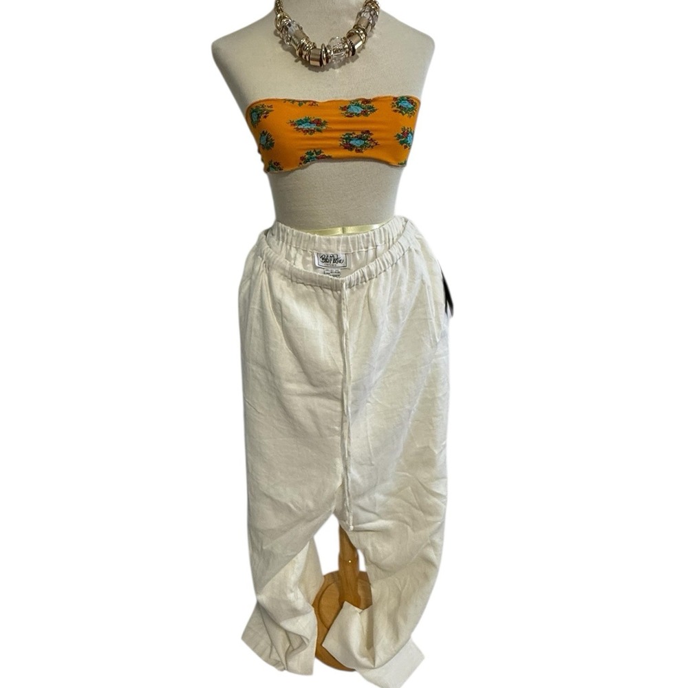 Bob Mackie 1X linen Pants Wearable Art Wide Leg Travel Knit Business Casual NEW